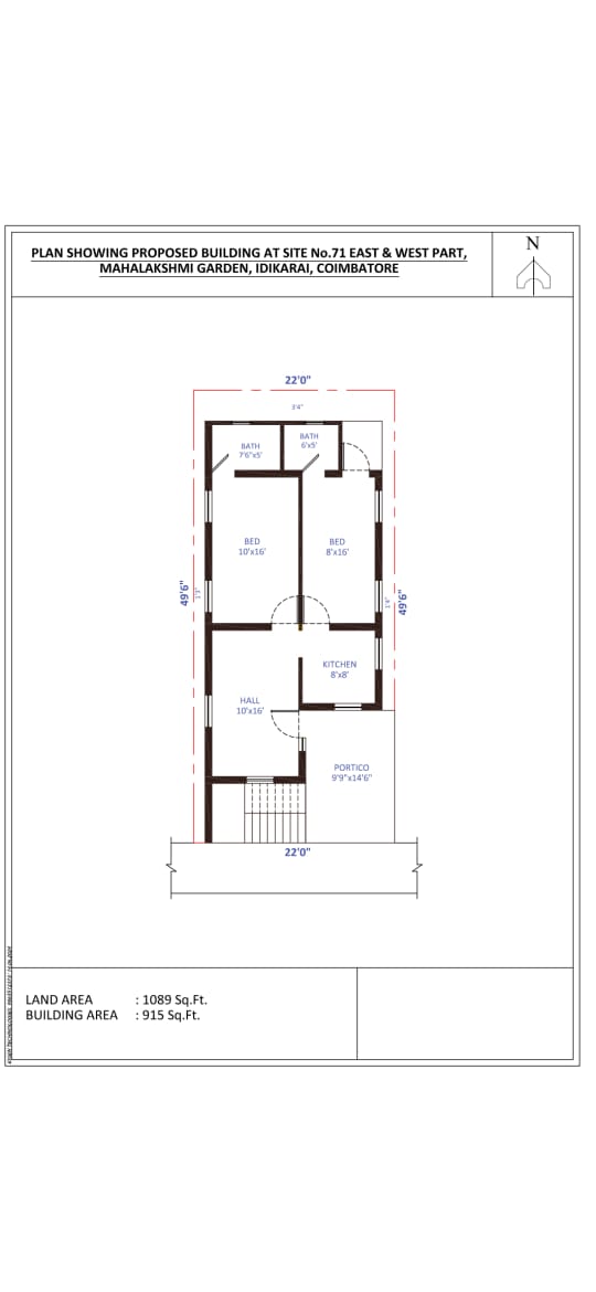 2 BHK Semi-Furnished Independent House for Sale Idigarai — site plan