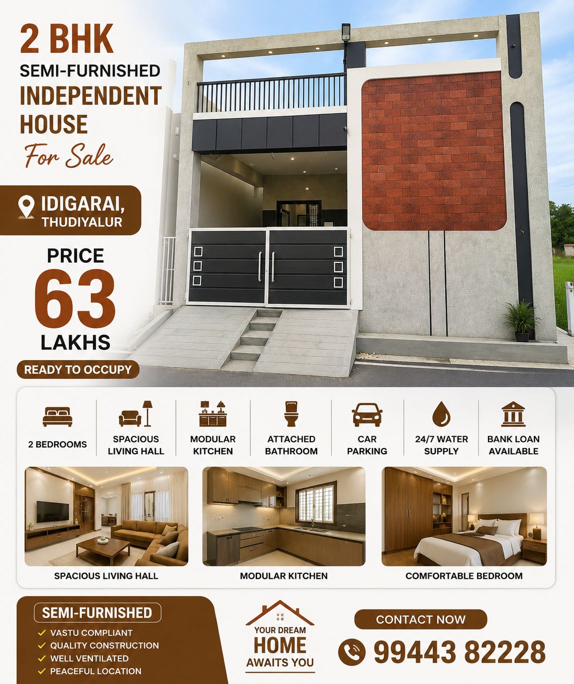 2 BHK Semi-Furnished Independent House for Sale Idigarai