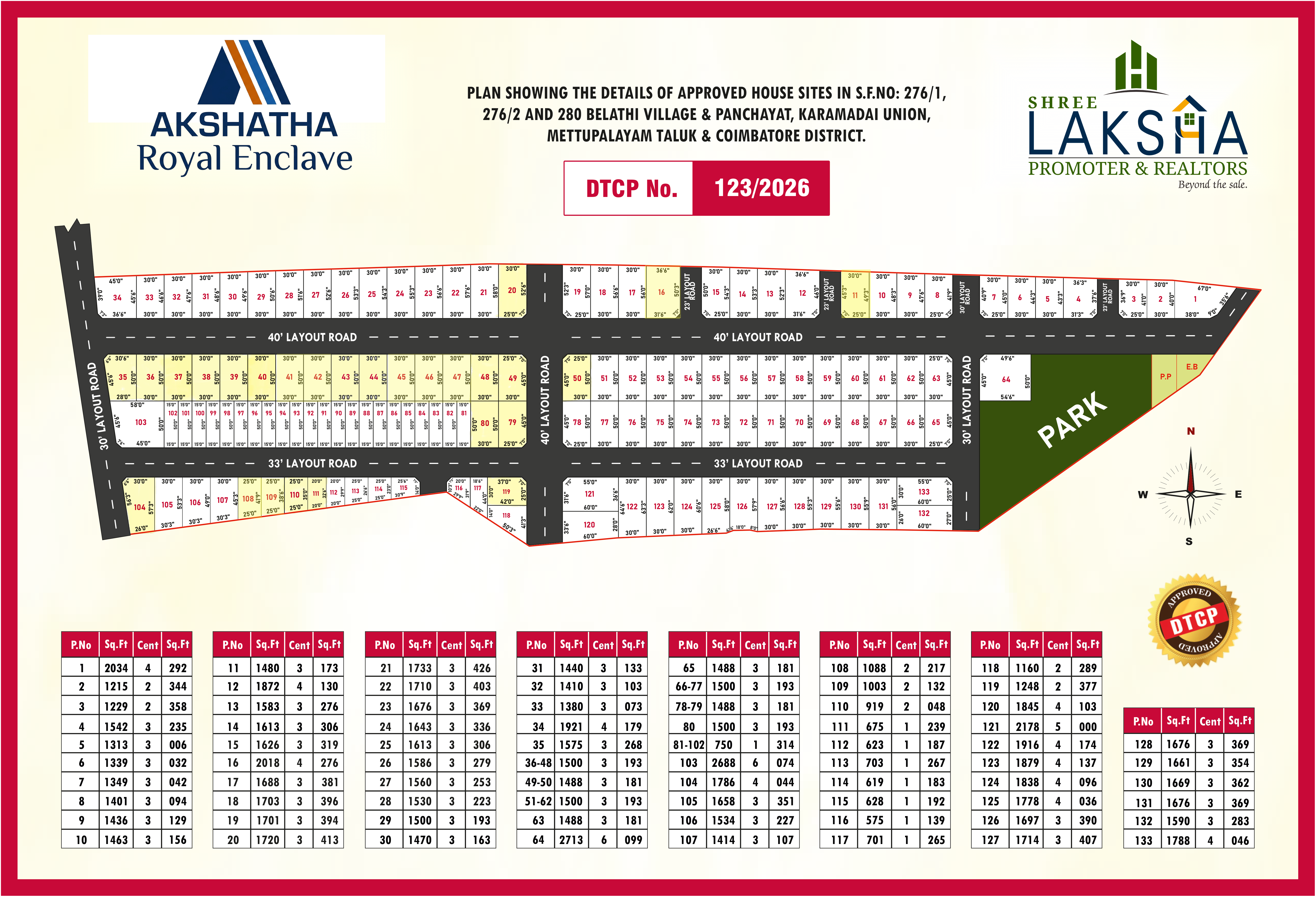Akshatha Royal Enclave, DTCP Approved Plots in Coimbatore site plan